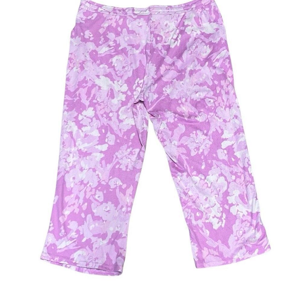 Natori Pink Floral Elastic‎ Drawstring Cropped Pajama Lounge Pants Large Casual